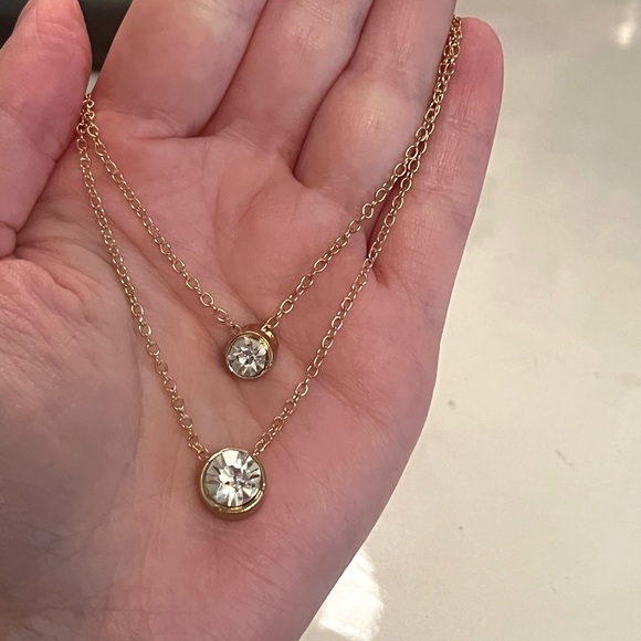 Gold Double Layered Necklace - Picture 2 of 3